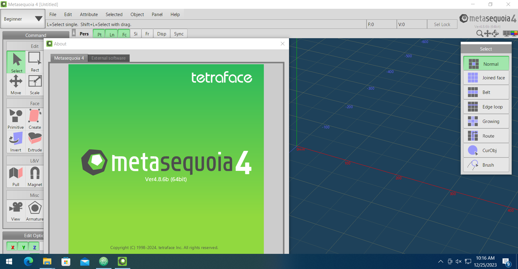 Working with Tetraface Inc Metasequoia 4.8.6b full license