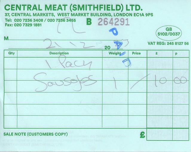 img254 London Smithfield Meat Market Central Meat (Smithfield) Ltd Top Brazil Linguica Artesanal Queijo & Bacon. Pork Cheese and Bacon Sausage. According to the label the ingredients are 78% BEEF 13.5% Cheese. So is it Pork or Bacon? I could not tell beca