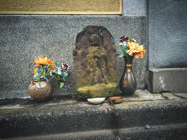 Roadside Shrine with Flowers at Rinkōji Temple