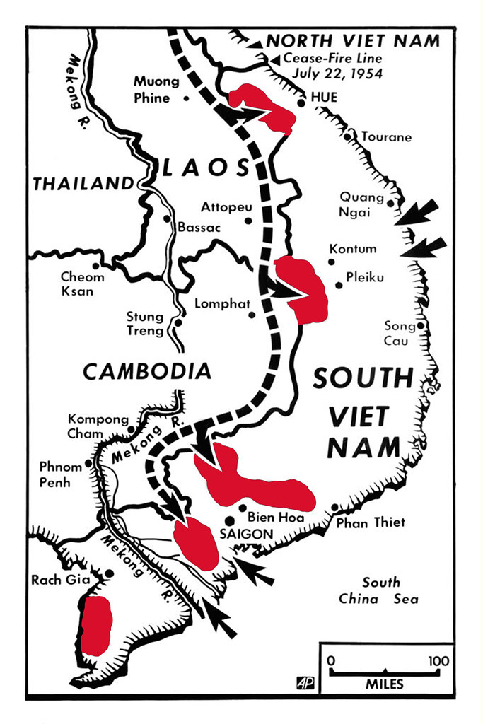 Vietnam War Map 1961 - Viet Cong Centers of Infiltration