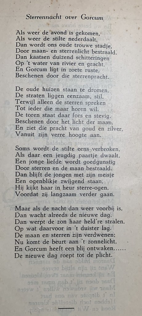 Gedicht 'Sterrennacht over Gorcum', uit de Unitasrevue van het 50-jarig bestaan van de club in 1948.