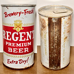 Beer Can - Regent Beer - 01, 12oz, Pull-tab, Straight-side Regent Premium Beer
&amp;quot;Brewery Fresh&amp;quot;
&amp;quot;Extra Dry!&amp;quot;
Century Brewery
710 Washington Ave
Norfolk, VA
U111-33a