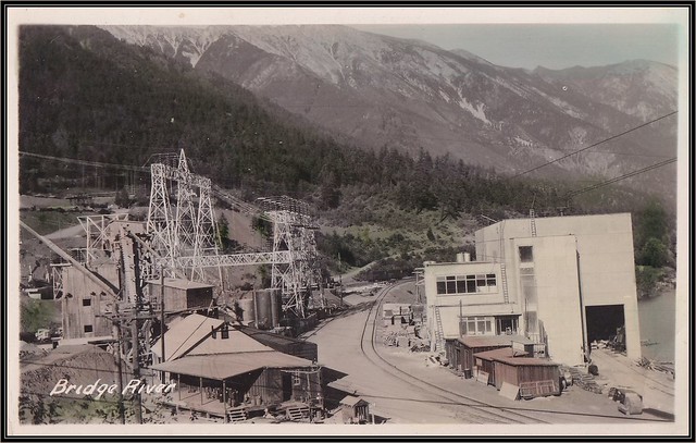 c. 1945 Gowen Sutton RPPC Tinted Postcard - Hydro Electric Project at BRIDGE RIVER, British Columbia
