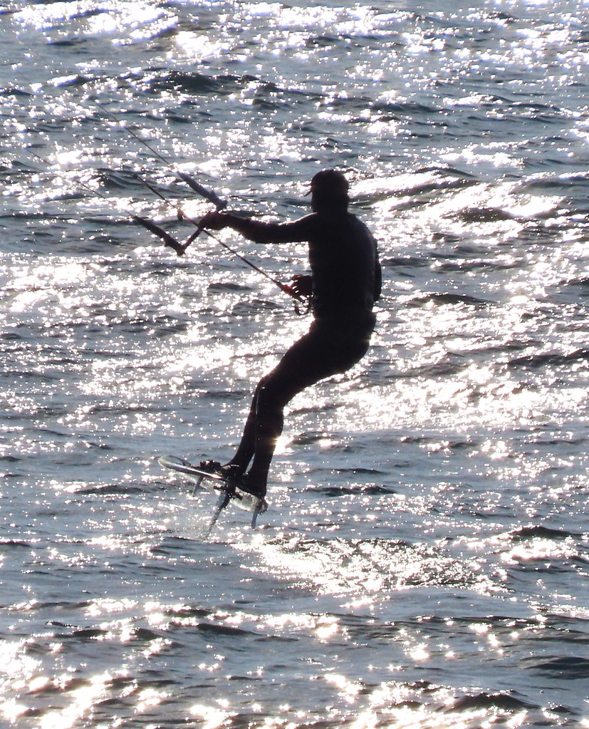 Kitesurfing on a Silver Sea