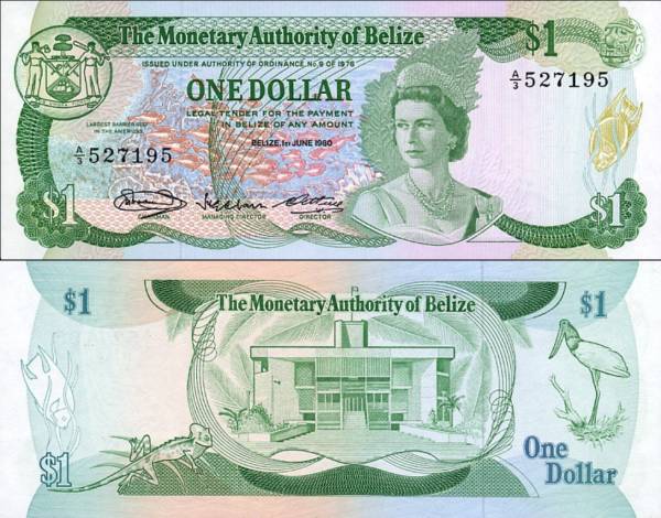 Belize p38a 1 Dollar-1980