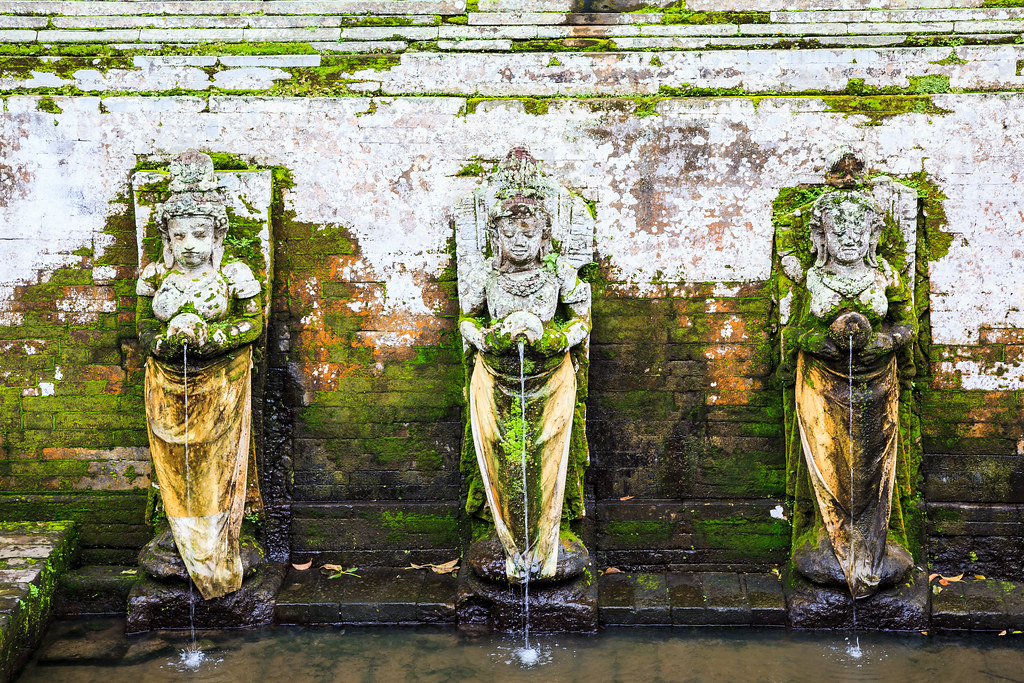 Fountains at Goa Gajah Temple, Ubud, Bali, Indonesia.