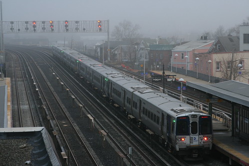Long Island Railroad M9 series in Woodside.Sta, Queens, New York, US / Dec 25, 2023