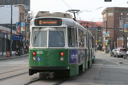 Massachusetts Bay Transportation Authority Type 7 LRV series in Brigham Circle.Sta, Boston, Massachusetts, US /Dec 26, 2023