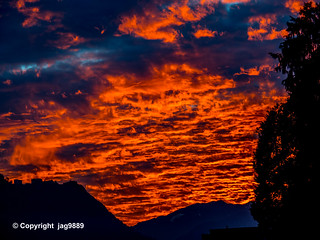 Sunset over Lake Lucerne, Weggis, Canton of Lucerne, Switzerland