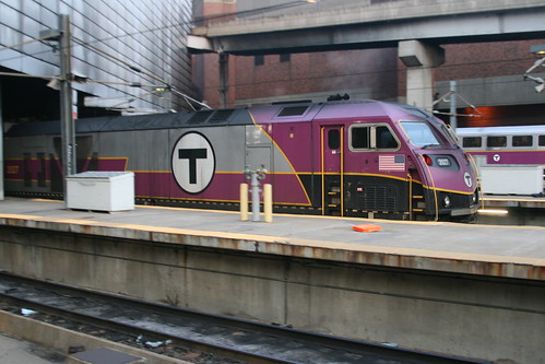 MBTA Commuter Rail HSP46 series in Boston South.Sta, Boston, Massachusetts, US /Dec 26, 2023