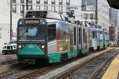 Massachusetts Bay Transportation Authority Type 8 LRV series in Brigham Circle.Sta, Boston, Massachusetts, US /Dec 26, 2023