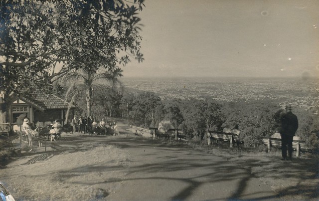 View from the Mt Coot-tha lookout in Brisbane, Qld, by H E Fairbrother  - August 1932