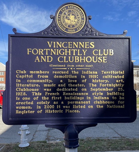 Vincennes Fortnightly Club Marker (Vincennes, Indiana)