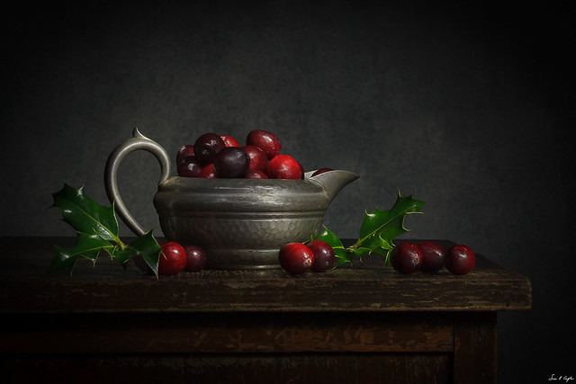 Still Life with Cranberries and Holly