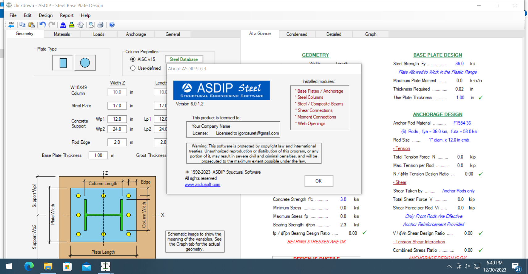 Working with ASDIP Steel 6.0.1.2 full license