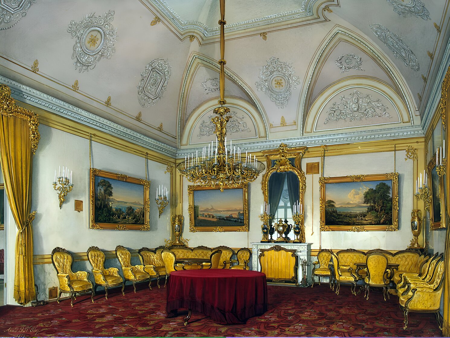 Drawing room in the Third Reserved Apartment of the Winter Palace, St Petersburg, Russia
