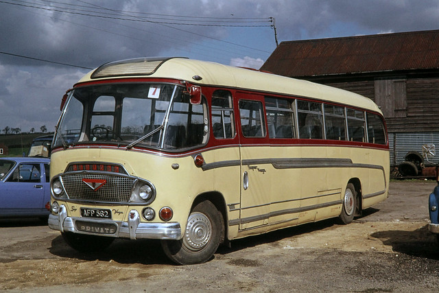 Burton Coaches ( Haverhill ) . Suffolk . AFP562 . Haverhill garage , Suffolk . Late-Spring-1977 .