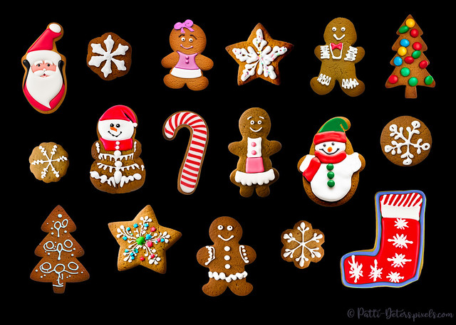 Christmas Cookies on Black Background