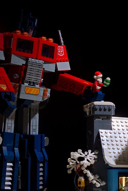 Optimus Prime helps Santa