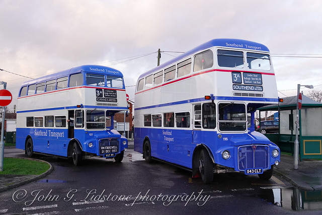 Marking 30 years since the last day of Southend Transport AEC Routemasters on 31/12/93, 116 (543 CLT) and 122 (VLT 44) running together