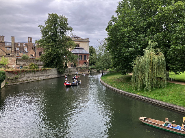 The Cam, Towards Trinity from the Kitchen Bridge, St John's College, Cambridge, 29th August 2023