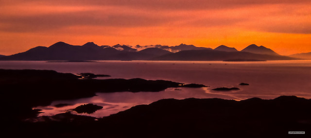 Amazing sunset from above Plockton to the incomparable Isle of Skye, Wester Ross, Scotland.