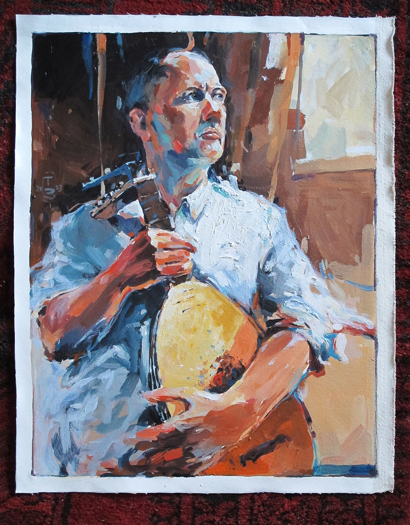 "Lute Player"-Portrait of the friend CM, loose canvas