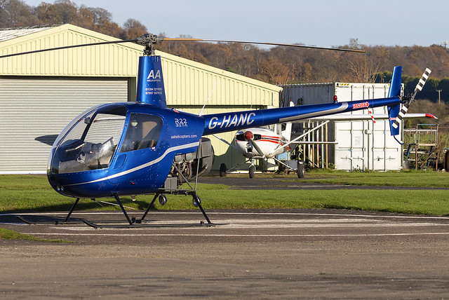 AA Helicopters Robinson R22 Beta G-HANC at Wolverhampton Half Penny Green Airport EGBO