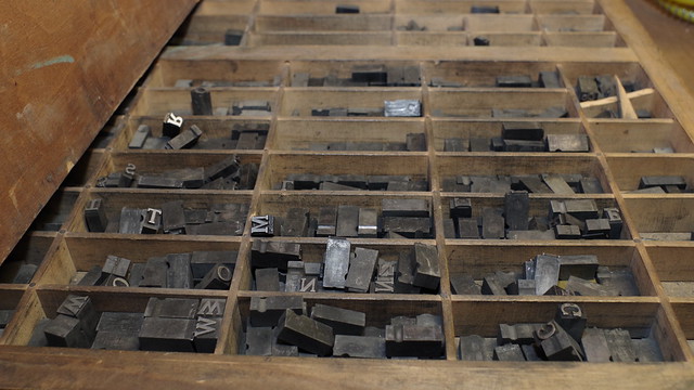 Type case full of cast metal sorts