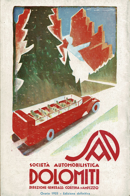 SAD - Società Automobilistica Dolomiti : Direzione Generale  Cortina D'Ampezzo : Orario 1933