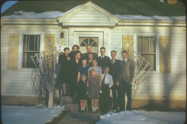A winter family portrait in Kodachrome.