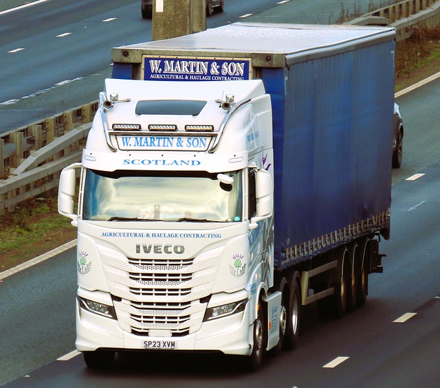W Martin & Son, Iveco S Way 570 (SP23XVM) On The A1M Southbound, Fairburn Flyover, North Yorkshire 13/12/23.