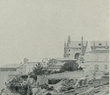 Fábrica de harinas San José en obras hacia 1890. Detalle de una foto de Hauser y Menet.