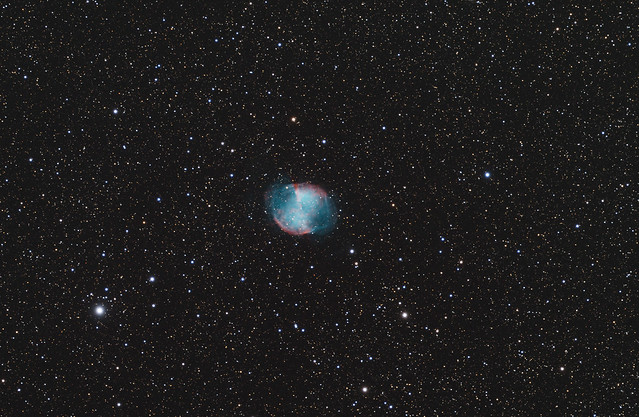 The Dumbbell Nebula at 600mm, RGB+HSO