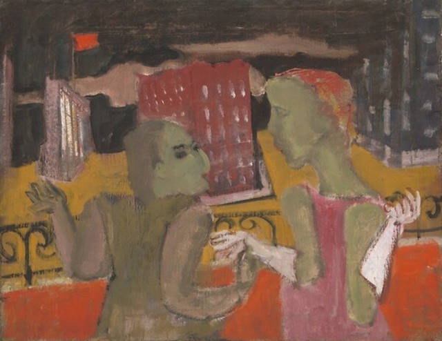 Sans titre : Deux femmes devant un paysage urbain (Rothko)