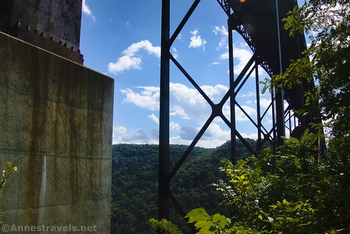 Standing by one of the bridge pillars, New River Gorge National Park, West Virginia