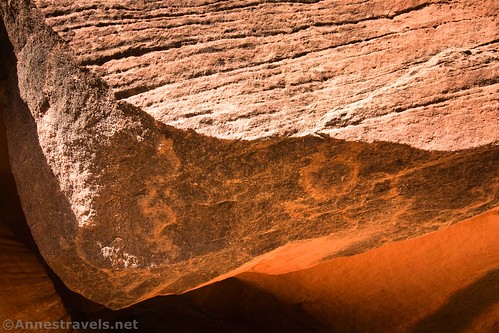 Rock art on a boulder in Little Wildhorse Canyon, Utah