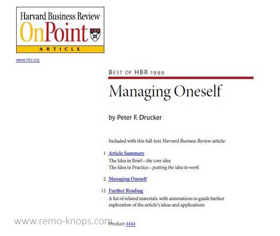 Managing Oneself - Best of HBR 1999 - OnPoint Article