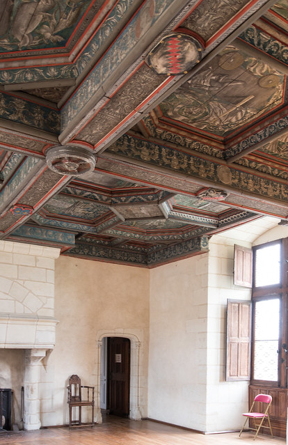 Plafond à caissons de la salle des gardes (XVe s.) - château du Plessis-Bourré - Écuillé (Maine-et-Loire, France)