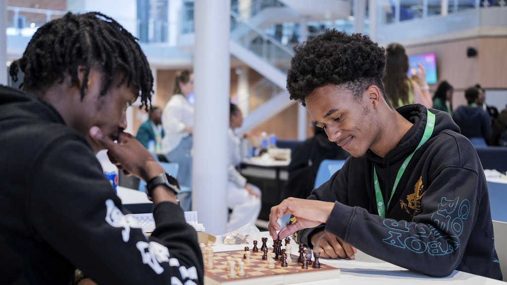 Two male Target Bath students playing chess
