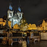 Prague's town square and Christmas market in Prague, Czechia 
