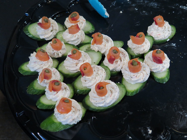 Salmon Mousse on Cucumber Rounds