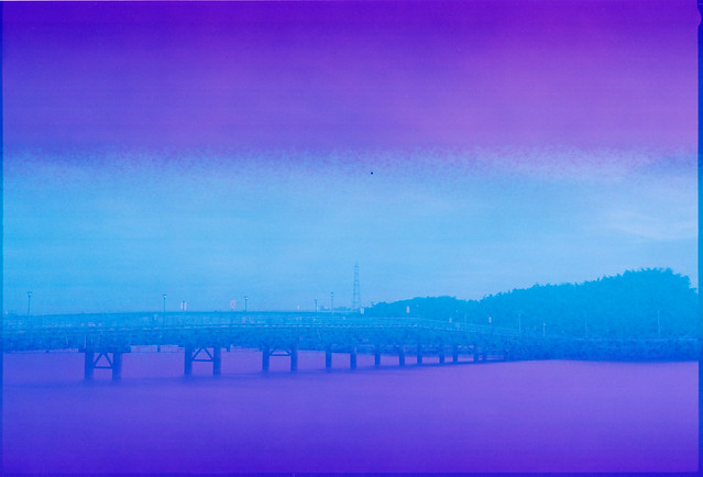 bridge under sunset@expired film