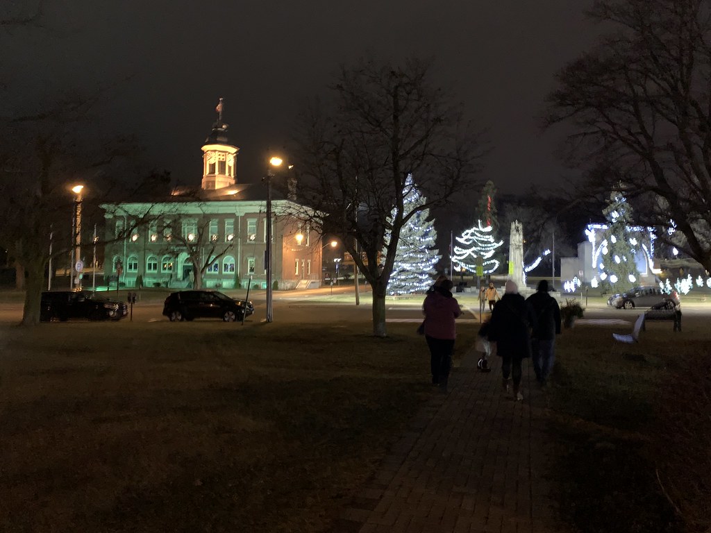 “Lit up trees at Port Hope town hall on Boxing Day , Martin’s photograph , Port Hope , Ontario , Canada December 26. 2023”