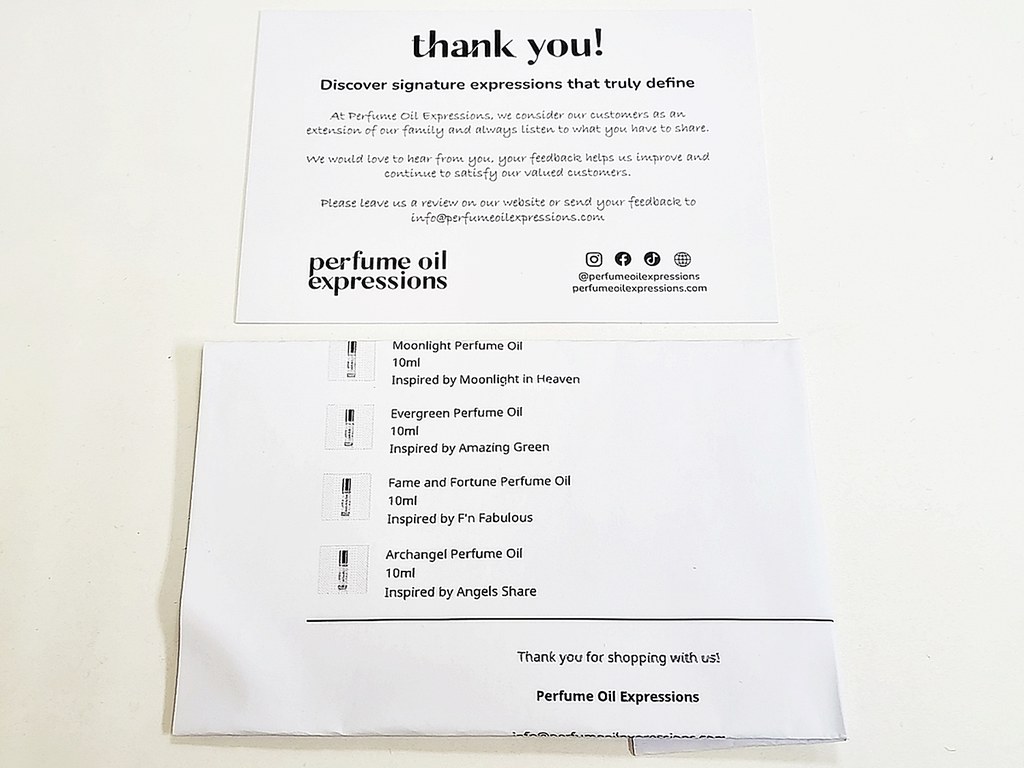 Perfume Oil Expressions Thank You Card