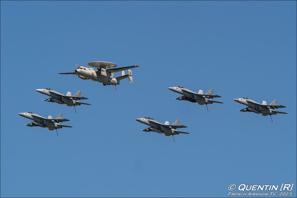 The Fleet Flyby F/A-18 E/F Super Hornets E-2 Hawkeye NAS Oceana Virginia airshow photography Meeting Aerien 2023