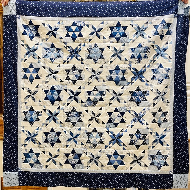 A gift I’m making for a friend. Star of David quilt top. I still need to quilt it and add the binding.