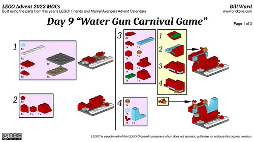 Carnival Watergun MOC Instructions Page 1 (LEGO Advent 2023 Day 9)