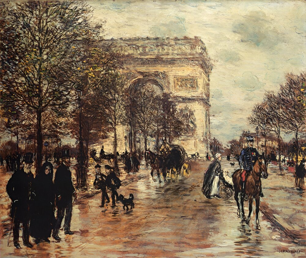 The Champs-Elysees, The Arc de Triomphe by Jean-François Raffaëlli.