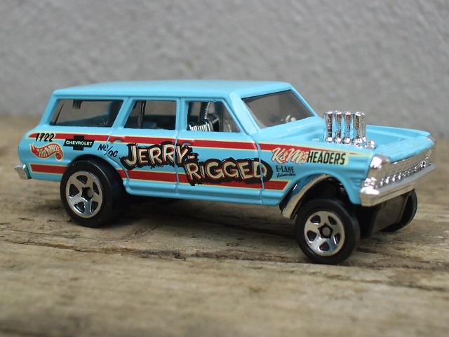 Hot Wheels 1964 Chevy Nova Wagon Jerry Rigged Gasser In Baby Blue